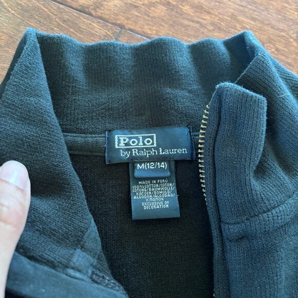 Polo Ralph Lauren Boys Medium 12/14 1/4 Zip Pullover Sweater Black - Picture 4 of 6